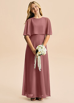 Azazie Maris Junior Abito A-Line in Chiffon Rosa Del Deserto image4