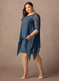 Azazie Flo Abiti per la Madre della Sposa Abito A-Line in Chiffon Pizzo Blu Nettuno image9