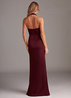 Azazie Jemma Bridesmaid Dresses Cabernet Sheath Pleated Stretch Satin Dress image6