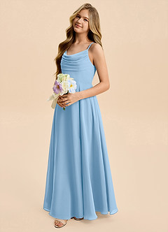 Azazie Gia Junior Powder Blue A-Line Pleated Chiffon Dress image7