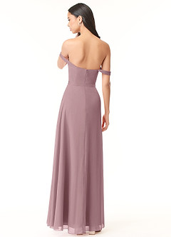 Azazie Aaron Bridesmaid Dresses A-Line Off the Shoulder Chiffon Floor-Length Dress image2
