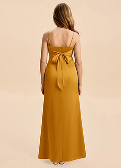 Azazie Christen Junior Vestido de Caramelo de Satén Elástico de Corte en A con Plisado image2