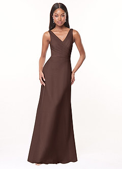 Azazie Nala Bridesmaid Dresses Ganache A-Line Pleated Chiffon Dress image1