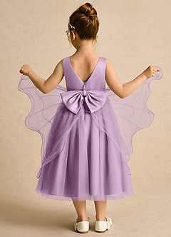 Azazie Pear vestidos de niña de las flores Vestido de Glicinia de Tul de Princesa con Lazo image3