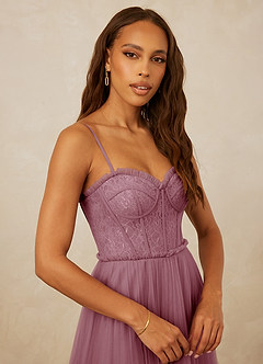 Christian Siriano Bridal for Azazie 1015 Final Sale Vintage Mauve A-Line Lace Tulle Dress image6