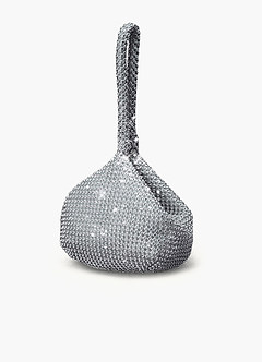 front Delicate Sparkling Rhinestone Zip Wrist Evening Bag