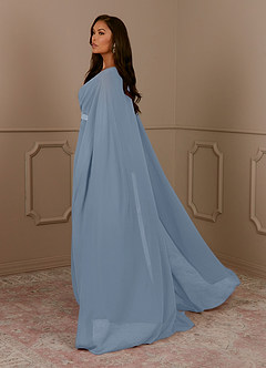 Azazie Isa Mother of the Bride Dresses Dusty Blue A-Line V-Neck Pleated Chiffon Dress image3