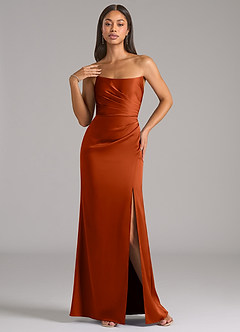 Azazie Marla Bridesmaid Dresses Paprika Sheath Strapless Stretch Satin Convertible Dress image3