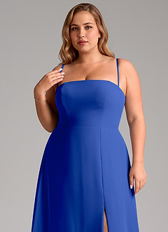 Azazie Wren Bridesmaid Dresses Royal Blue A-Line Side Slit Chiffon Convertible Dress image11