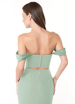 Azazie Lynnie Robes de demoiselle d'honneur Robe Sirène Convertible en Mousseline de soie Épaule décolletée Agave image6