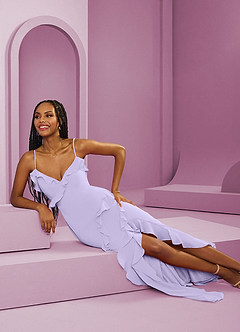 Barbie ♥ Azazie Bridesmaid Dresses Lilac Sheath Chiffon Dress image14