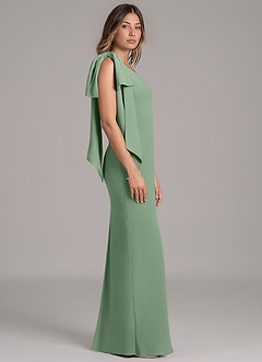 Azazie Capri Bridesmaid Dresses Matcha A-Line One Shoulder Chiffon Dress image3