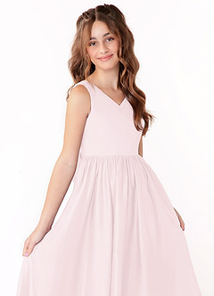 Azazie Hathaway Vestido de Rosa Rubor de Satin Mate de Acampanado con Lazo image5