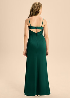 Azazie Renna Junior Emerald A-Line Pleated Stretch Satin Dress image2