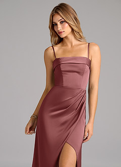 Azazie Aretha Bridesmaid Dresses Amethyst A-Line Strapless Stretch Satin Convertible Dress image2