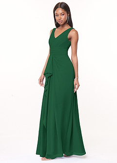 Azazie Julianna Bridesmaid Dresses Dark Green A-Line Chiffon Dress image3