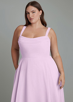 Azazie Shaude Bridesmaid Dresses Frosted Lilac A-Line Pleated Chiffon Dress image12