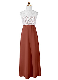 Azazie Rana Junior Auburn A-Line Lace Chiffon Dress image5