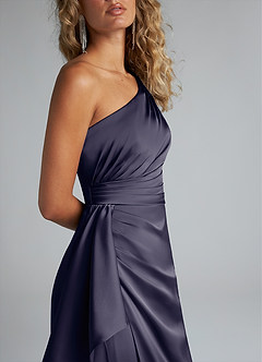 Azazie Maive Bridesmaid Dresses Stormy Sheath Ruched Stretch Satin Dress image5