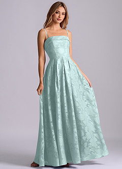 Azazie Lucienne Brudtärnklänningar Klä av A-Linje i Blommig Utbrändhet Axelbandslös Dimma image6