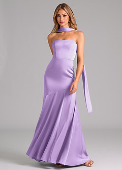 Azazie Shiloh Bridesmaid Dresses Lilac Mermaid Strapless Stretch Satin Convertible Dress image4