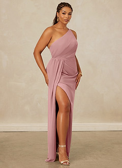 Christian Siriano Bridal for Azazie 1003 Bridesmaid Dresses Dusty Rose Sheath One Shoulder Chiffon Dress image12
