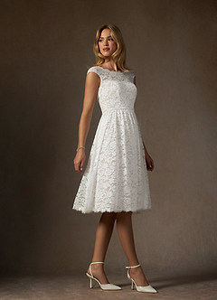 Azazie Ginnie Abiti da Sposa Abito A-Line in Pizzo Bianco Diamante image5