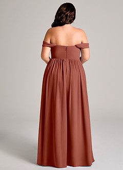Azazie Calianna Bridesmaid Dresses Auburn A-Line Off the Shoulder Chiffon Convertible Dress image15