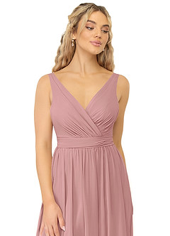 Azazie Kora Bridesmaid Dresses Dusty Rose A-Line Pleated Chiffon Dress image5