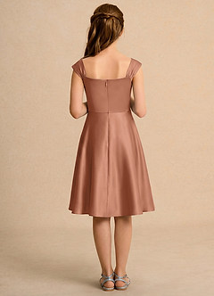 Azazie Budle Girls Formal Flower Girl Dresses Bronzer A-Line Pleated Matte Satin Dress image2