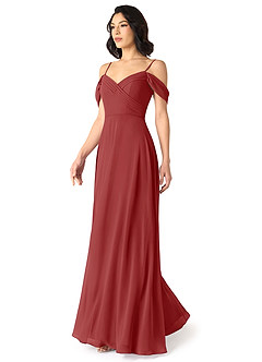 Azazie Tancie Bridesmaid Dresses Rust A-Line Off the Shoulder Chiffon Convertible Dress image3