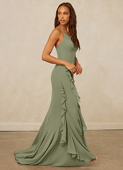 Christian Siriano Bridal for Azazie 1006 Bridesmaid Dresses Pistachio Mermaid Ruched Chiffon Dress image5