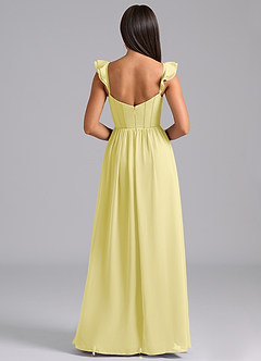 Azazie Denisse Bridesmaid Dresses Lemon Sorbet A-Line Ruched Chiffon Dress image2