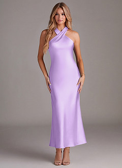 Azazie Doretta Bridesmaid Dresses Lilac Mermaid Pleated Stretch Satin Dress image1