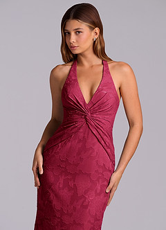 Azazie Valerie Jurken voor thuis passen Jurk van Bloemen Burn-out met Zeemeermin Geplooid Bourgondië image8