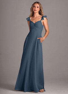 Azazie Kaylyn Bridesmaid Dresses Neptune A-Line Ruched Chiffon Dress image3