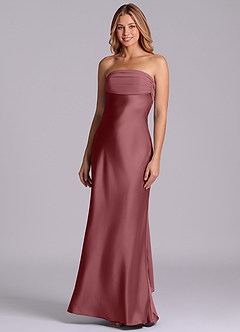 Azazie Ailanie Brudtärnklänningar Klä av Tubklänning i Stretch Satin Axelbandslös Desert Rose image1