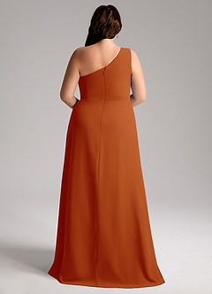 Azazie Brooke Robes de demoiselle d'honneur Robe Trapèze en Mousseline de soie Ue épaule Paprika image9