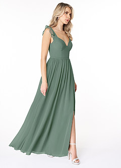 Azazie Stassie Final Sale Eucalyptus A-Line Sweetheart Ruched Chiffon Dress image4