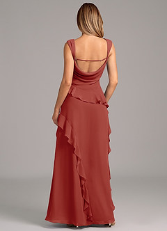 Azazie Sloane Abiti da Damigella Abito A-Line in Chiffon Scollo a Cuore Terracotta image2