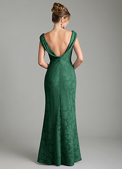 Azazie Kieryn Bridesmaid Dresses Dark Green Mermaid Pleated Floral Burnout Dress image7