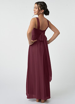 Azazie Kora Junior Cabernet A-Line Pleated Chiffon Dress image4
