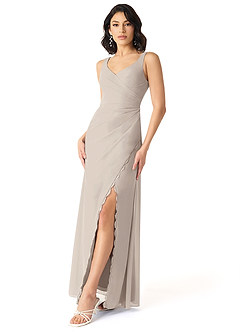 Azazie Renessa Final Sale Frost A-Line Lace Chiffon Dress image2