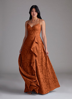 Azazie Naeem Bridesmaid Dresses Burnt Orange A-Line Sweetheart Neckline Floral Burnout Dress image4