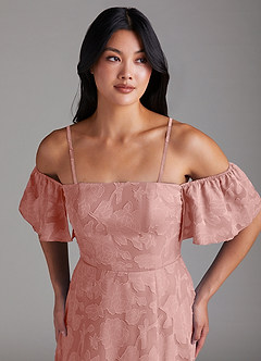 Azazie Sue Bridesmaid Dresses Rosette A-Line Off the Shoulder Floral Burnout Convertible Dress image2