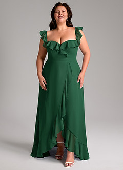Azazie Lyra Bridesmaid Dresses Dark Green A-Line Chiffon Convertible Dress image15