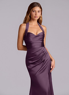 Azazie Destiny At-home Try On Dresses Sangria Mermaid Sweetheart Neckline Stretch Satin Dress image5