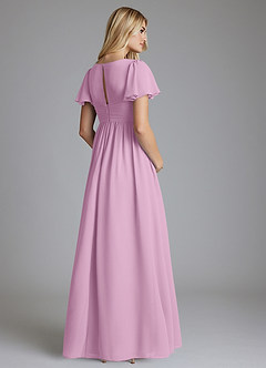 Azazie Verna vestidos de dama de honor de maternidad Vestido de Corte en A Cuello en V fruncido Hasta el suelo Gasa image2