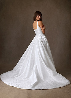 Azazie Priah Vestidos de novia Vestido de Diamante Blanco de Jacquard Floral de Corte Princesa con Escote de Corazón image8
