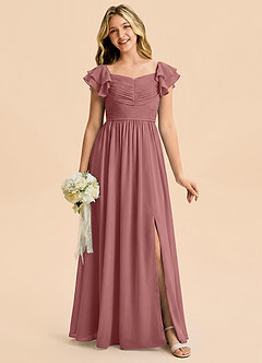 Azazie Anaya Junior Desert Rose A-Line Sweetheart Neckline Chiffon Dress image4